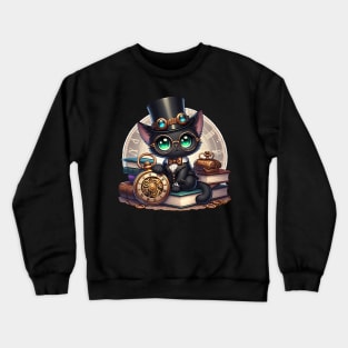 Steampunk Cat - Made by AI Crewneck Sweatshirt